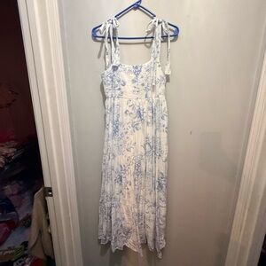 Blu Pepper Kids Dress in Blue and White Floral